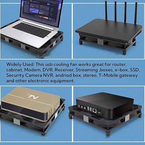 Miniatura 4 de Ventilador de refrigeración USB dual silencioso de 5 V, 4.724 in x 2 con cable de 47.244 in, refrigeración de flujo de aire de 76 CFM para router,