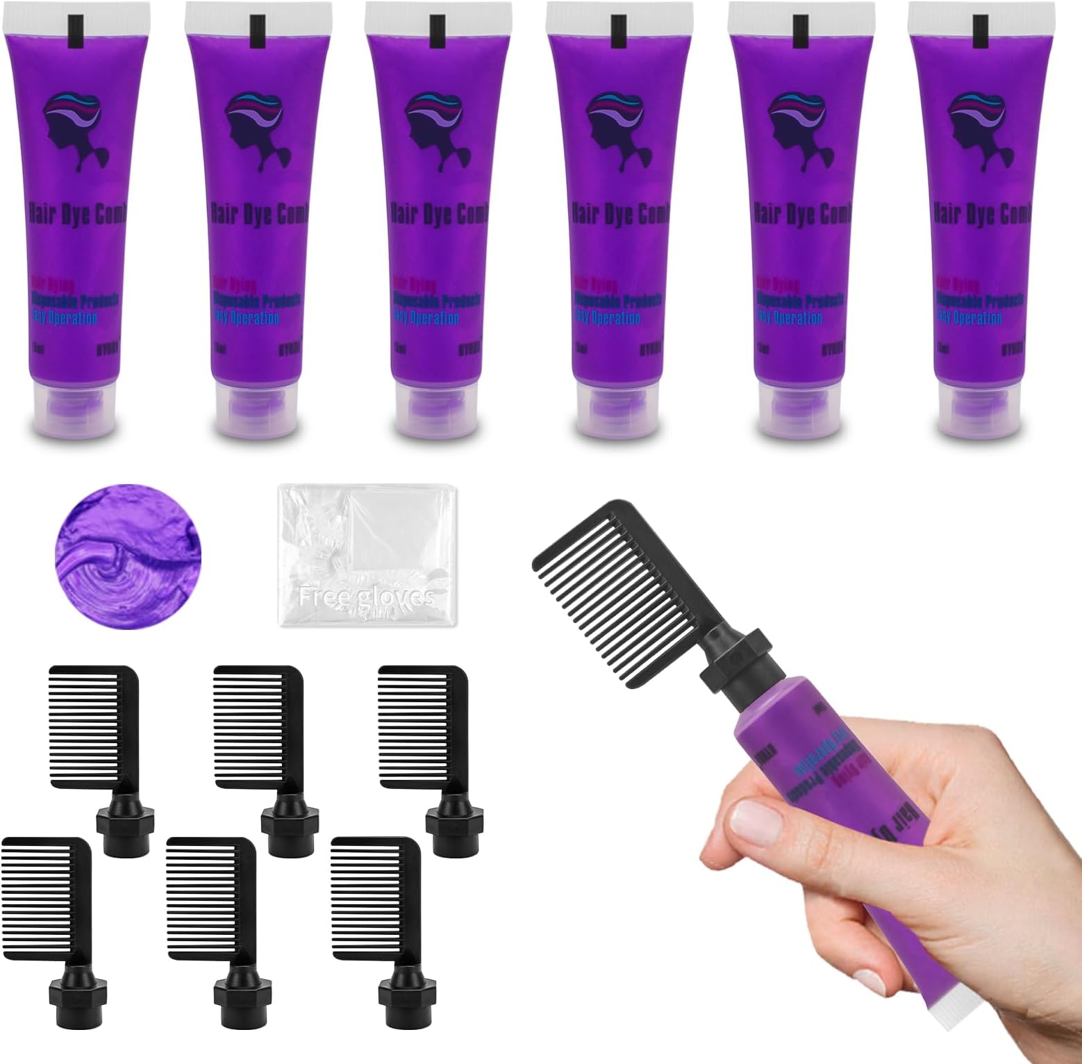 Byhoo Purple Temporary Hair Color Dye for Dark Hair, 90 ml, Cream Format, Fashionable Color, Suitable for Kids Party, Cosplay, Easy to Apply, Safe and Harmless Formula