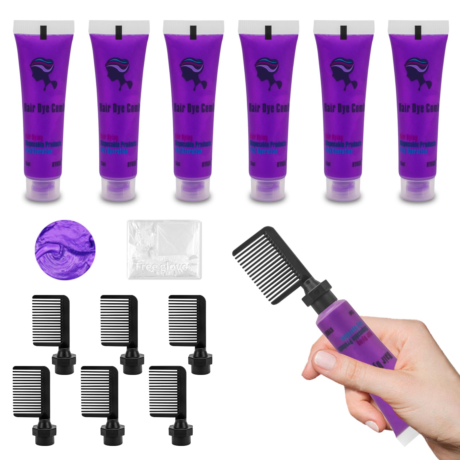 Byhoo Purple Temporary Hair Color Dye for Dark Hair, 90 ml, Cream Format, Fashionable Color, Suitable for Kids Party, Cosplay, Easy to Apply, Safe and Harmless Formula