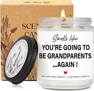 Funny Second Time Pregnancy Announcement Scented Candle Gifts for Grandparents, Smells Like You're Going to Be Grandparents Again Candle, Baby Reveal Ideas for Grandpa Grandma, Baby Announcement-21