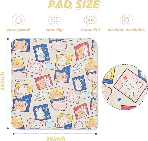 Miniatura 7 de PJYuCien Alfombrilla lavable para jaula de juegos para perros, 36x 36, almohadillas para orina de cachorro reutilizables a prueba de fugas, tapete