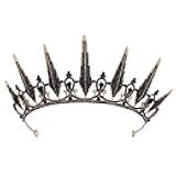 Evil Queen Costume Women Crown, Black Swan Vampire Ursula Tiara - Vofler Halloween Gothic Witch Accessories for Bride Princess Girl Birthday Cosplay Party Wedding Homecoming Prom Quinceanera Pageant