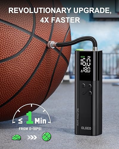Miniatura 3 de Bomba de bola eléctrica, bomba de aire portátil de 16 PSI con manómetro y pantalla LCD digital para bomba de baloncesto, bomba de pelota de fútbol,