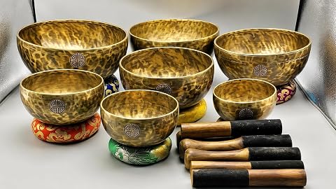 Chakra Healing Tibetan Singing Bowl Set of 7 - Hand Hammered Tibetan Meditation 
