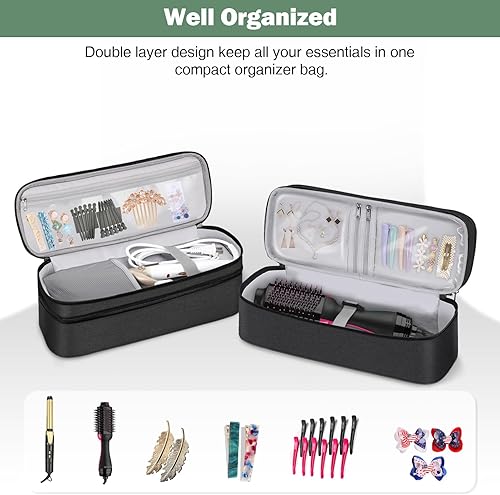 Miniatura 3 de SITHON Funda de transporte de viaje de doble capa para secador de pelo Revlon de un solo paso, voluminizadorestilizador, bolsa organizadora de
