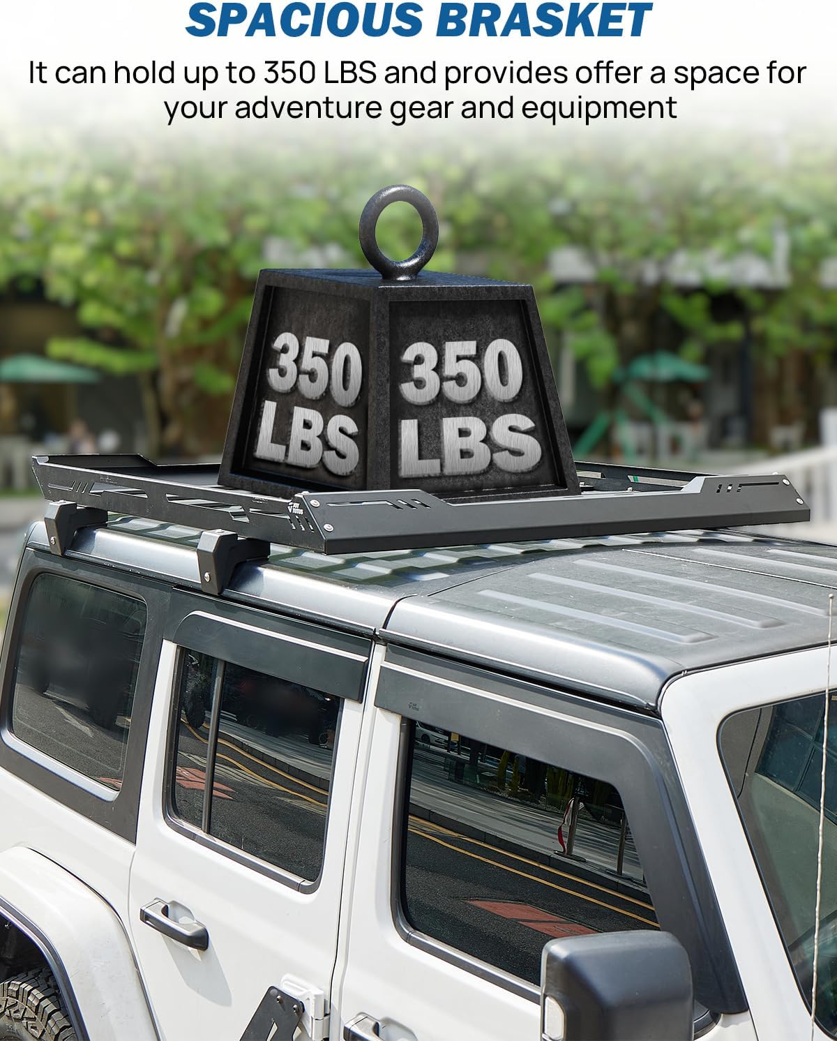 JOYTUTUS Roof Rack Cargo Basket Compatible with 2018-2026 Wrangler JL & Gladiator JT (Only for Hard Top), 350 LBS Rooftop Luggage Carrier - Image 2