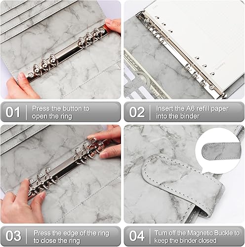 Miniatura 5 de Toplive Padfolio - Carpeta de 3 anillos (anillo redondo de 1 pulgada) para entrevistas, conferencias y presentaciones, color negro