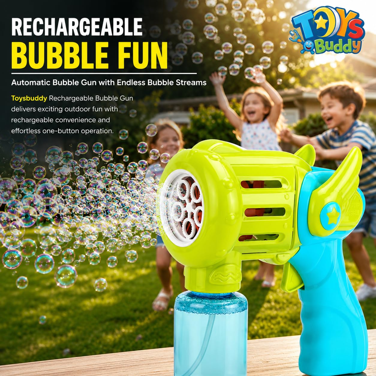 Toysbuddy Rechargeable Bubble Gun - Automatic Bubble Maker -2