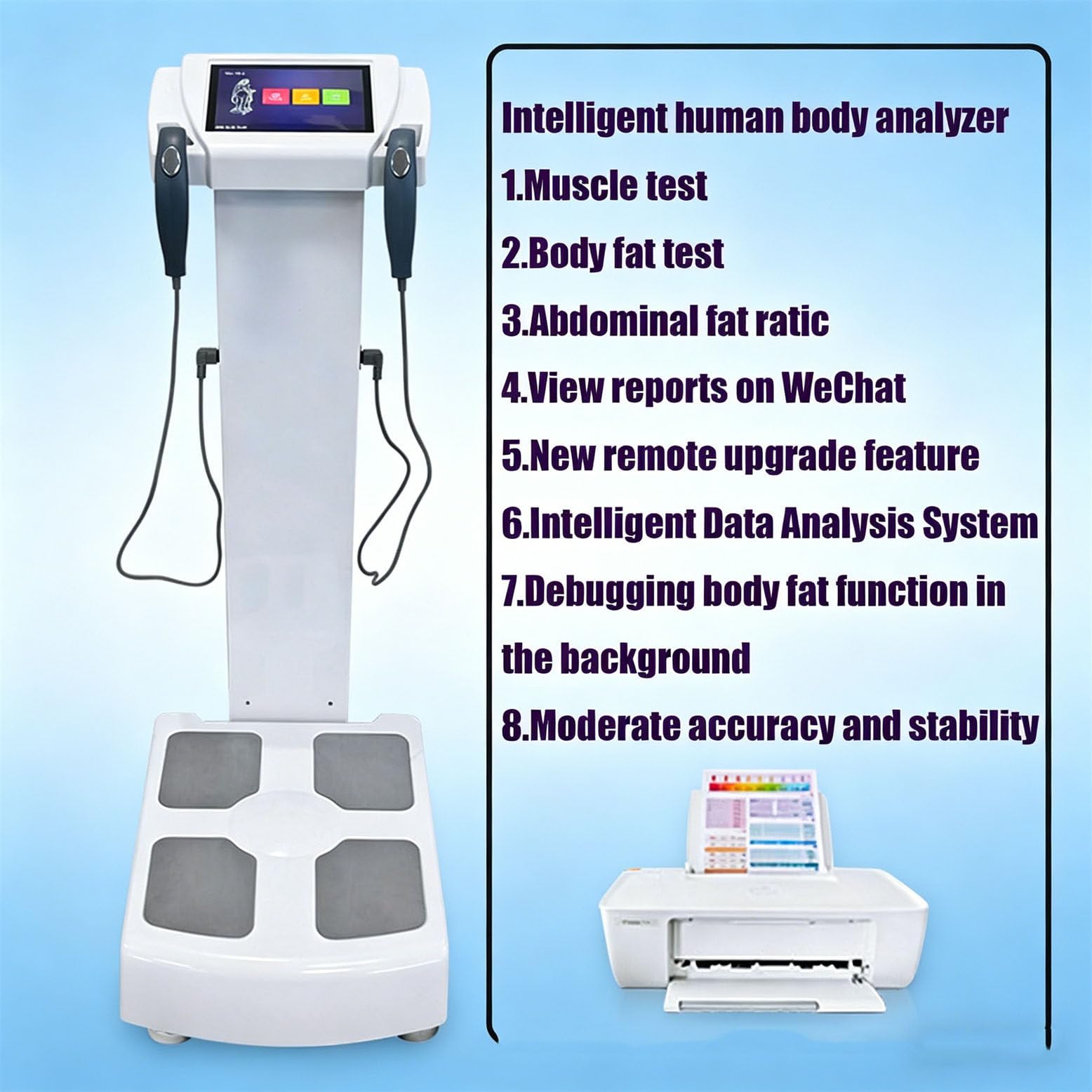 Analizzatore di Composizione corporea Commerciale per Palestra e casa, analizzatore per la Salute del Corpo, impedenza bioelettrica, Stampa Wireless Black
