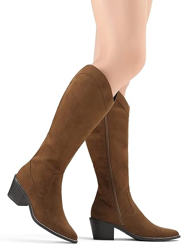 Miniatura 6 de DREAM PAIRS Botas vaqueras para mujer, vaquera occidental, con cremallera, tacón grueso, punta puntiaguda, botas altas hasta la rodilla