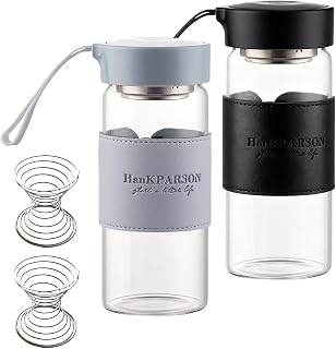 ShakerZ Glass, 2 Pieces 480ml Kleine Glass ShakerZ with 2 Stainless Steel Mixing Balls, Protein Shaker Glass Jugs, Protein Shaker Bottle for Fitness (Black + Light Blue)