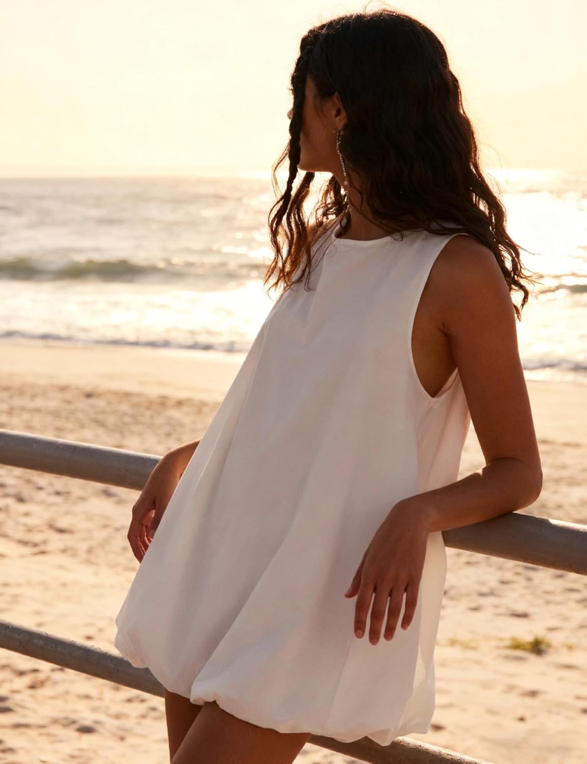 Majdan Womens Bubble Mini Dress Summer Sleeveless Short Dresses Lantern Tank Dresses Beach Sundress with Pockets - Image 6