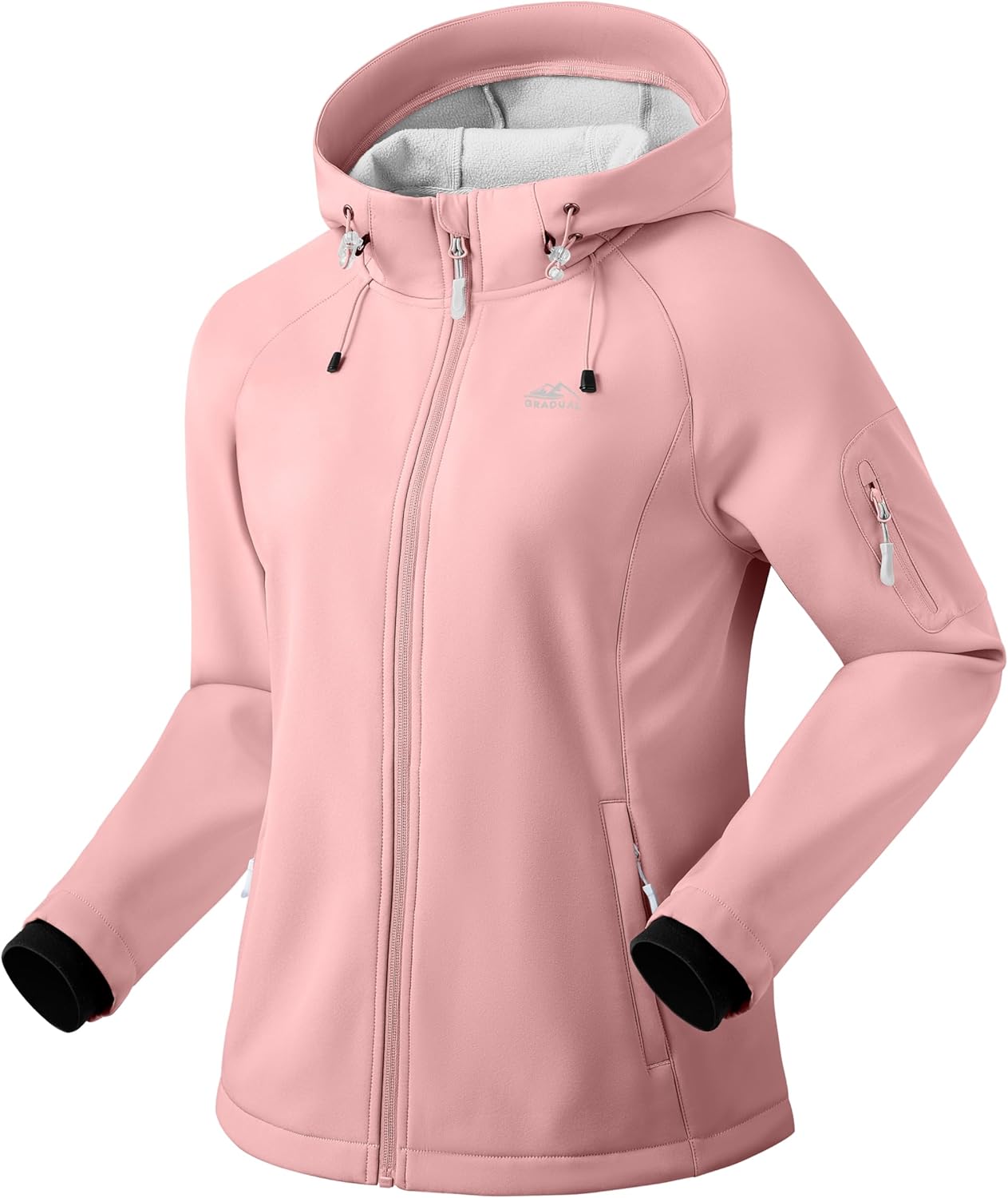 G Gradual Women's Fleece Lined Softshell Jacket Windproof Warm Light Waterproof Hooded Jacket for Women Winter/Fall/Spring
