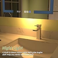 Vista 5 de Botiquín iluminado de 24 x 32 pulgadas, botiquín empotrado o de superficie, pantalla de temperatura del reloj y habitación, desempañado, atenuación