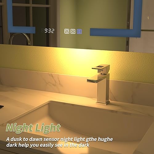 Miniatura 5 de Botiquín iluminado de 24 x 32 pulgadas, botiquín empotrado o de superficie, pantalla de temperatura del reloj y habitación, desempañado, atenuación,