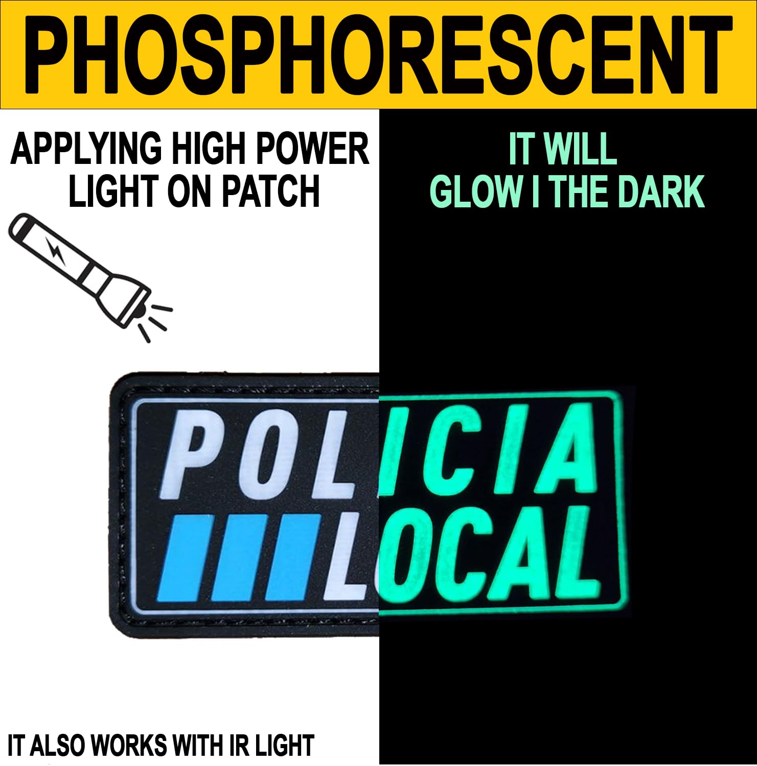 Parche Militar Táctico Policia Local 3D PVC Hook&Loop Insignia Policial para Mochila Airsoft Supervivencia Outdoor