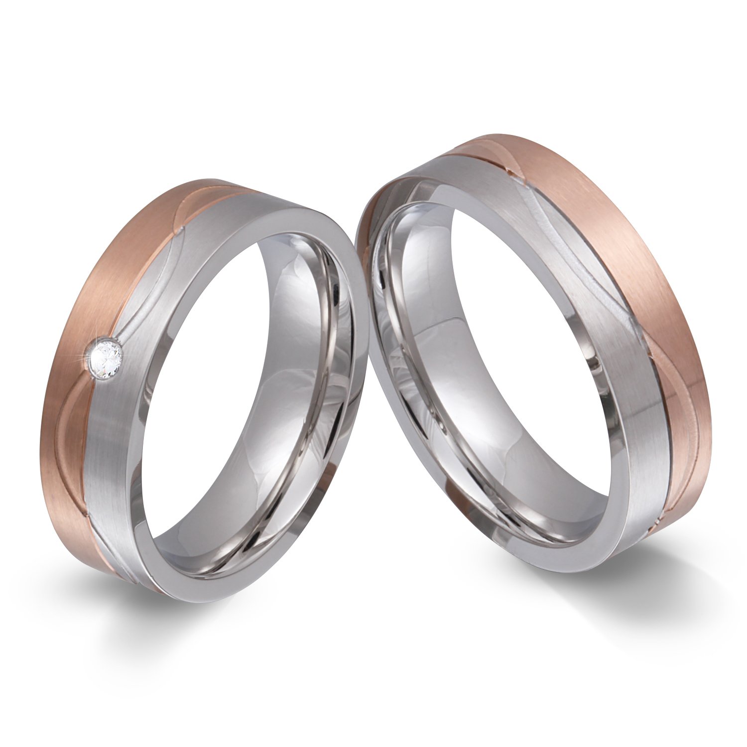 Juwelier Schönschmied Partnerringe Eheringe Freundschaftsringe - inkl. WUNSCHGRAVUR - Edelstahl Zirkonia 157HD - mit AMAZON KONFIGURATOR direkt online gestalten !