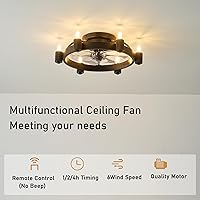 Vista 5 de Ceiling Fans with Lights, Low Profile Ceiling Fan with Light and Remote, 20" Flush Mount Ceiling Fan, 6 Wind Speeds,Timmer,farmhouse black ceiling