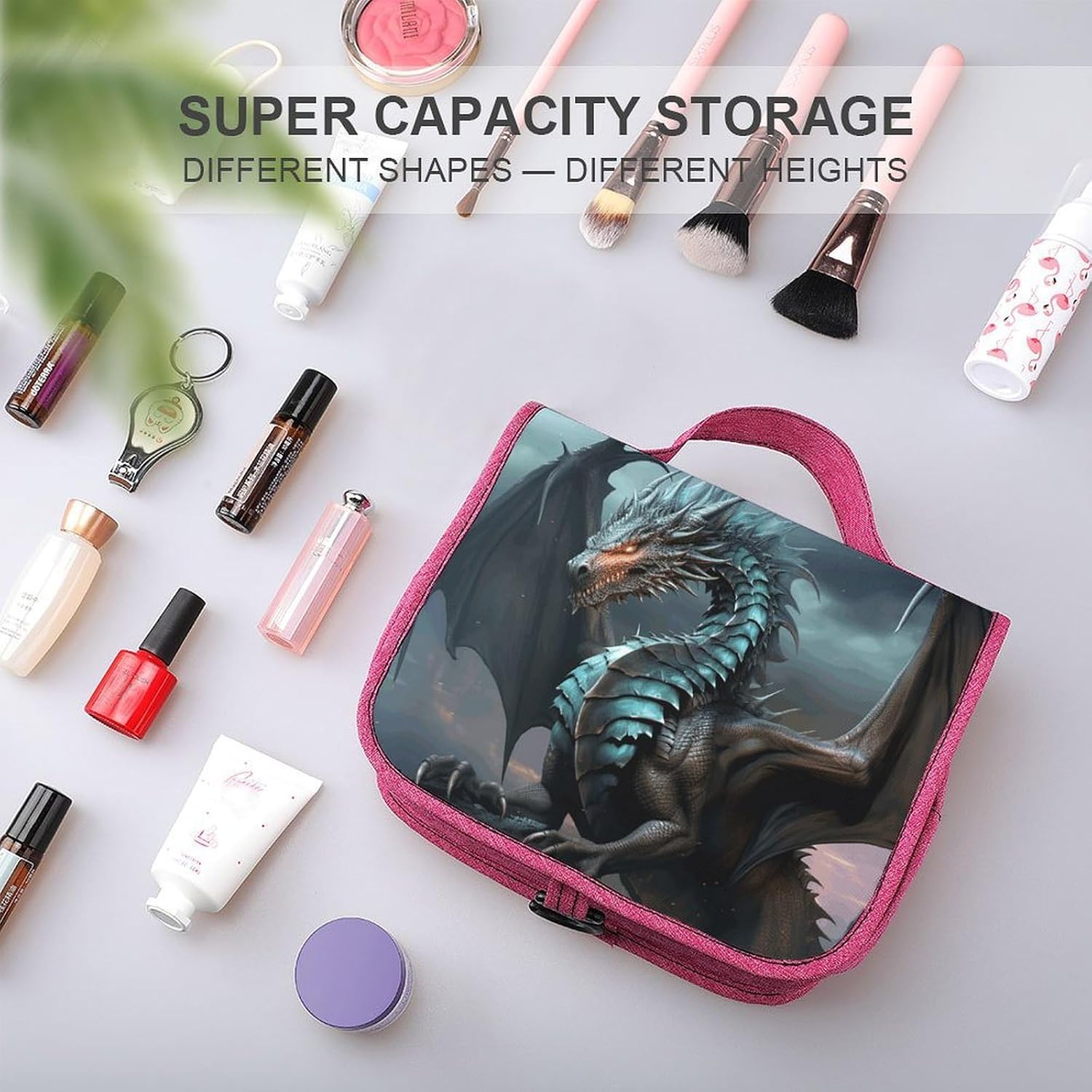 Cool Dragon Hanging Toiletry Bag Large Capacity Bathroom Storage Bag with Hanging Hook Portable Hanging Organizer Men And Women Travel Toiletries Bag image 4
