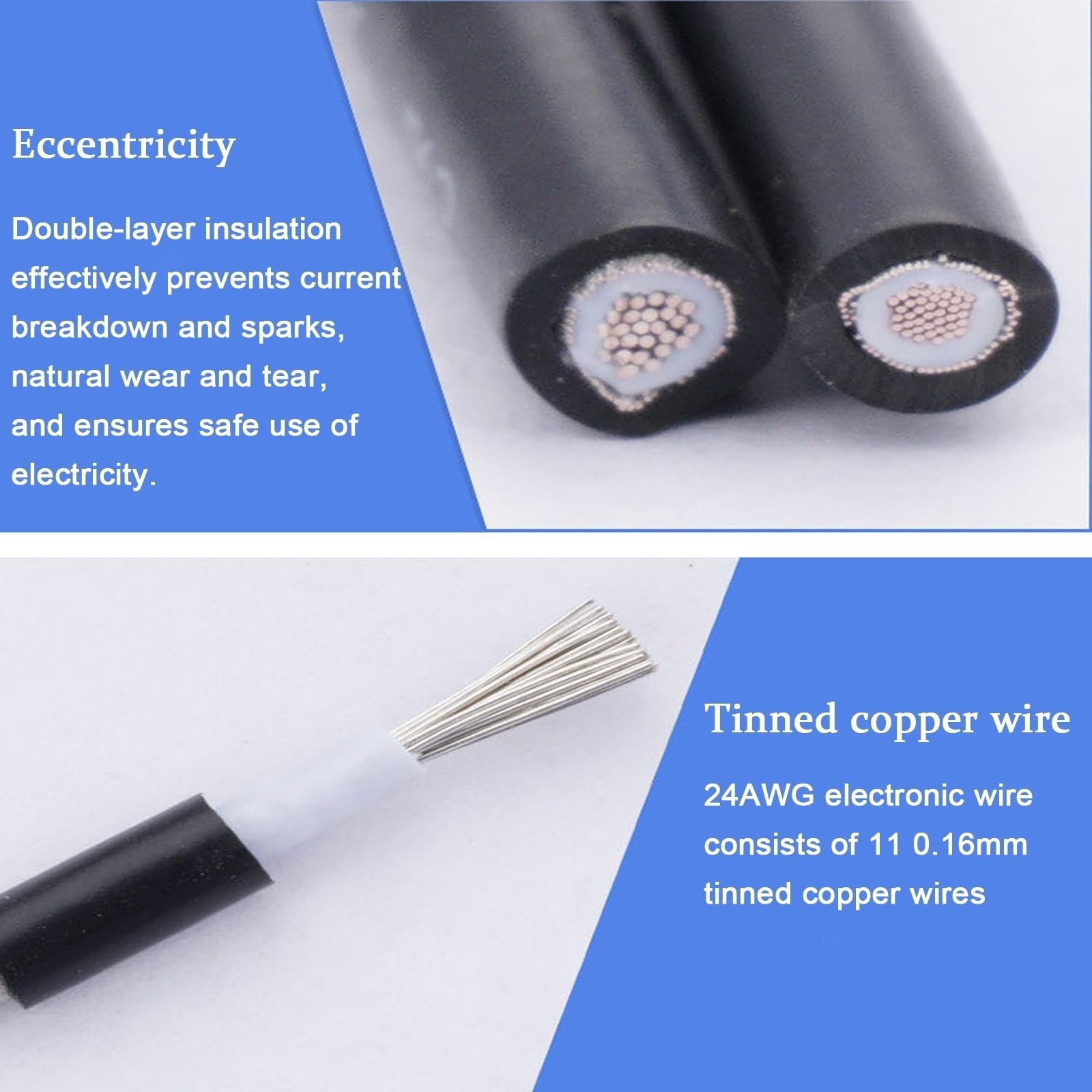 Cavo Unipolare Schermato 16-28 AWG 30A 200 Piedi, Rame Stagnato, Flessibile, Isolato In PVC, Per Progetti Elettrici, Controllo E Sicurezza(100ft,28AWG)