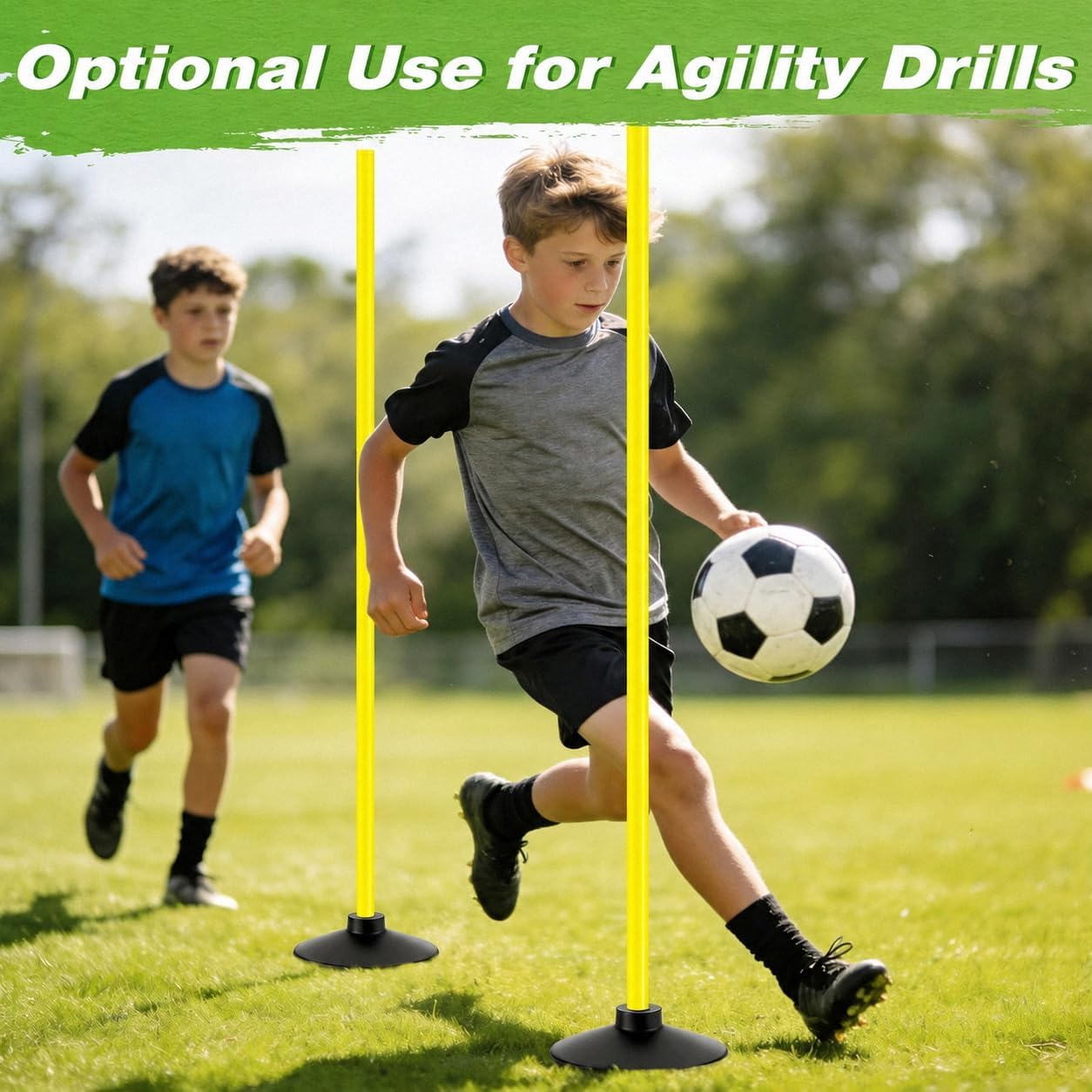 Soccer Corner Flags with Weighted 2.7 LB Rubber Base, 4 Yellow Corner Flags for Soccer Field with Adjustable Height for Grass, Turf, Concrete & Indoor Court, Carry Bag Included