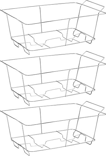 Soporte para bandejas de buffet con rejilla de roce (paquete de 3) Marco cromado reutilizable de tamaño completo para bandejas de servicio de