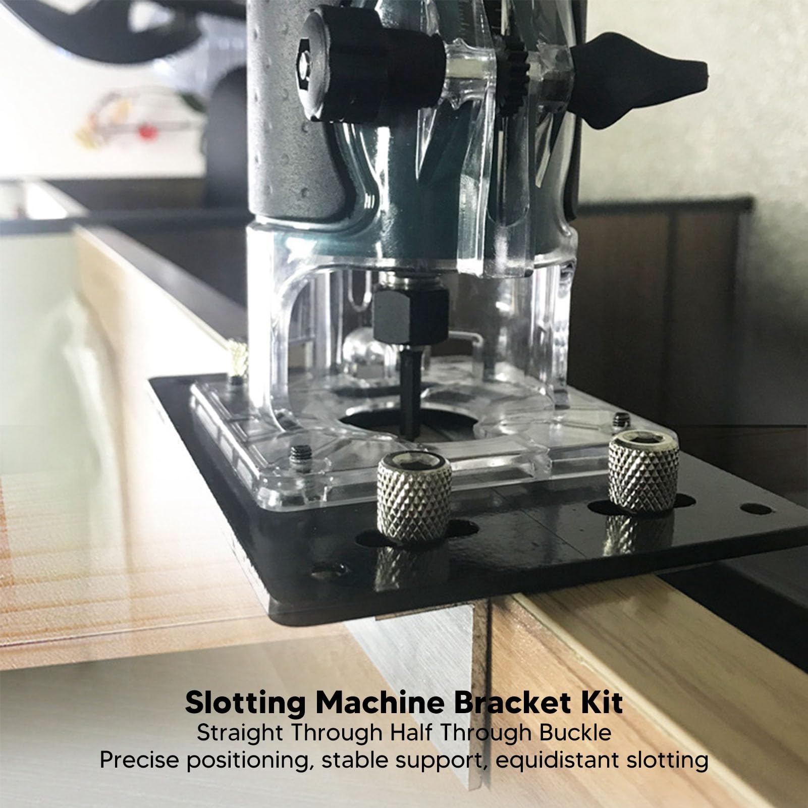 Soporte para máquina de ranurar y rebajar en madera 2 en 1 con conjunto de abrazaderas rectas y semipasantes, localizador ajustable para fresadora, ideal para trabajos en madera,