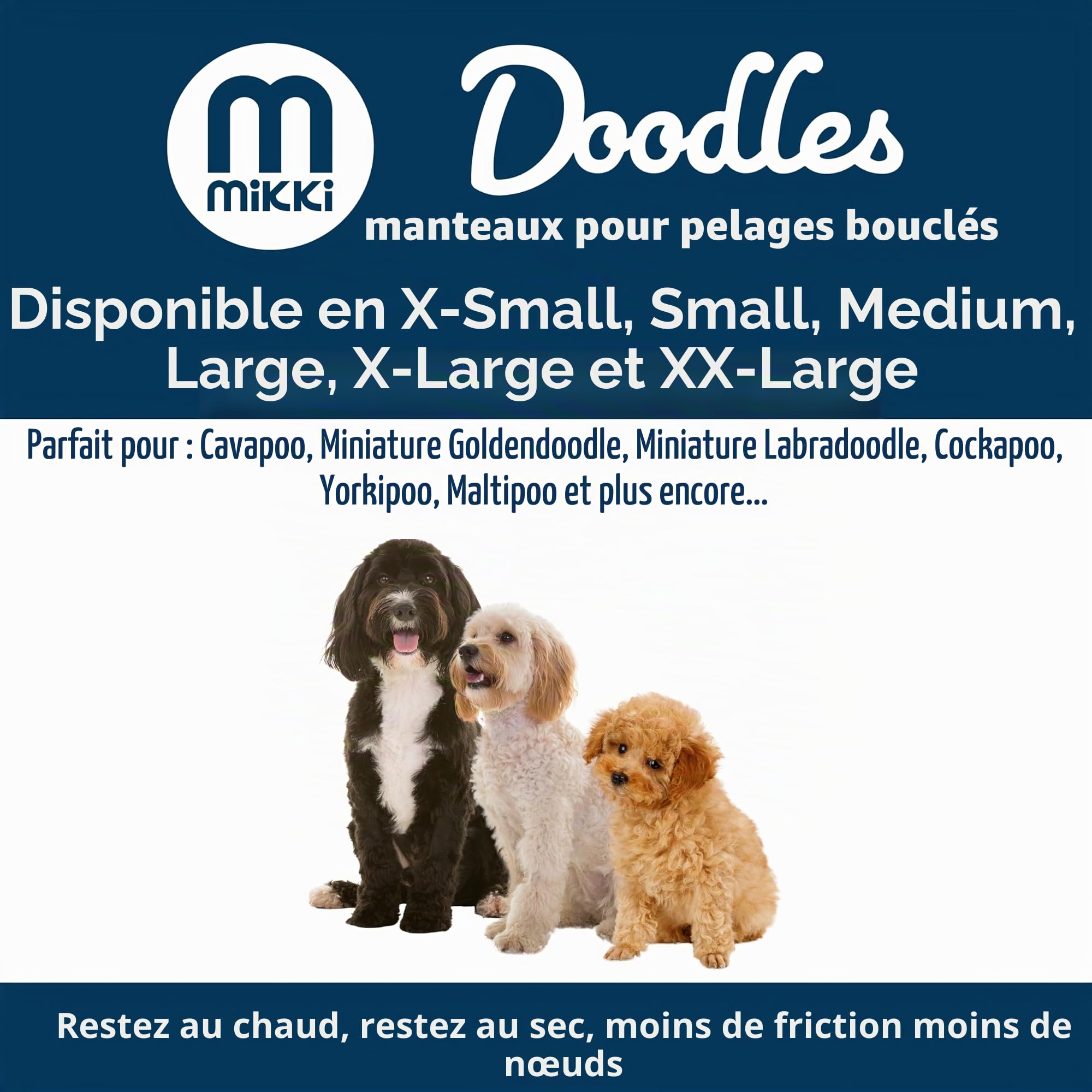 Imperméable pour Chien Mikki Doodles, imperméable, Coupe-Vent, Doublure Soyeuse, Moins de Friction Signifie Moins de nœuds et d'enchevêtrements, Taille M