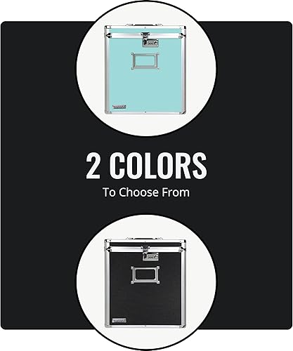 Miniatura 9 de Vaultz Caja de almacenamiento para discos de vinilo, soporte y organizador de 50 álbumes, gran alternativa a la caja de LP endeble, 14.4 x 13.4 x