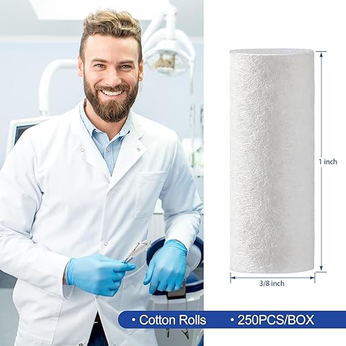 Miniatura 10 de JMU 250 rollos de algodón dentales, tapones de sangrado nasal no estériles de 1.5 pulgadas, rollos de algodón #2 de alta absorción en la boca