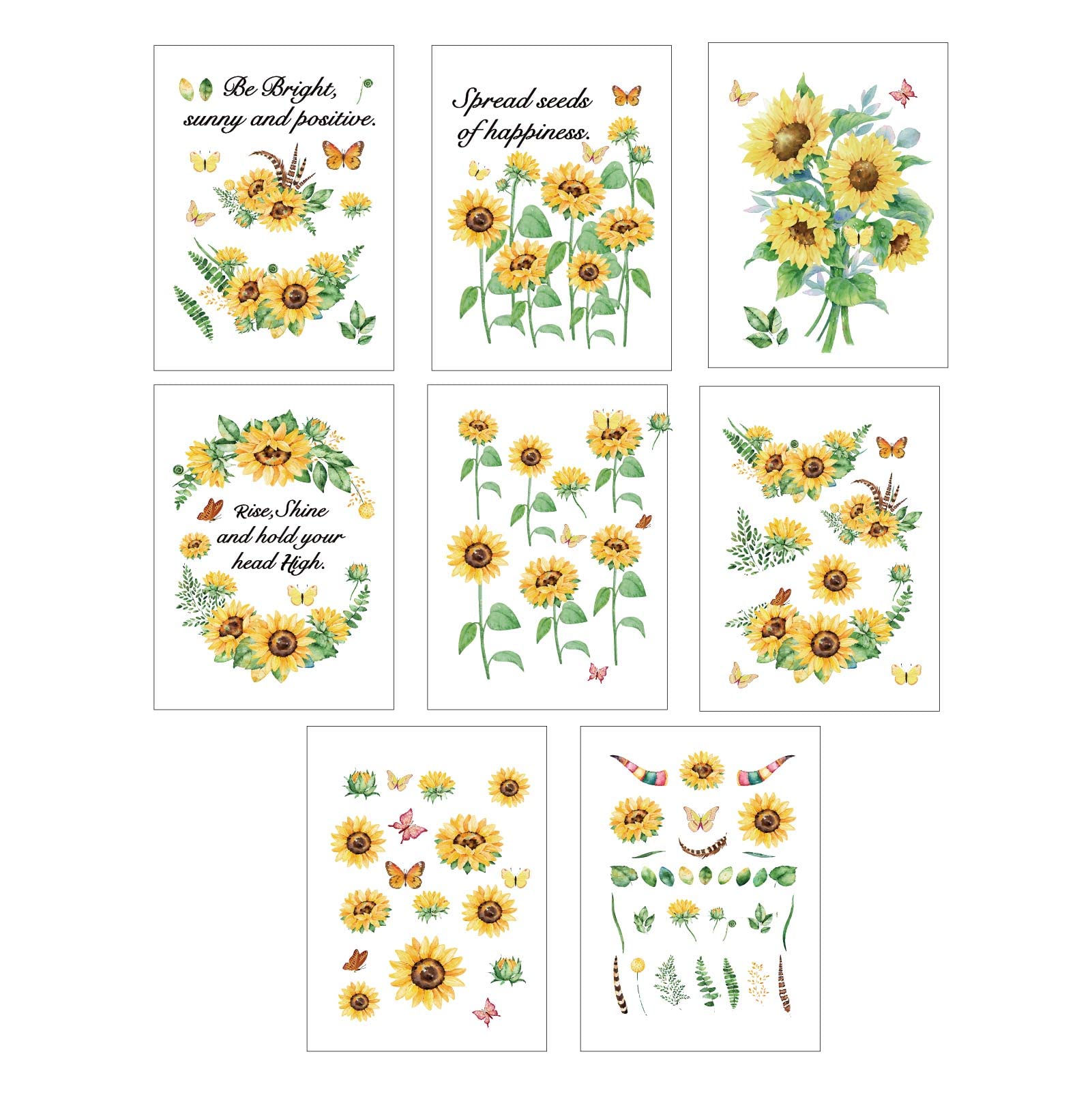 CRASPIRE Sunflower Window Decals Inspirational Stickers Spring Window Stickers Room Decor Stickers for Classroom Bedroom Living Room Window Store Showcase Wall Decorations