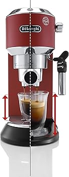 De'longhi Dedica - Cafetera de Bomba de Acero Inoxidable para Café Molido o Monodosis, Cafetera para Espresso y Cappuccino, EC685.R, Rojo + Juego de 2 vasos premium para espresso2