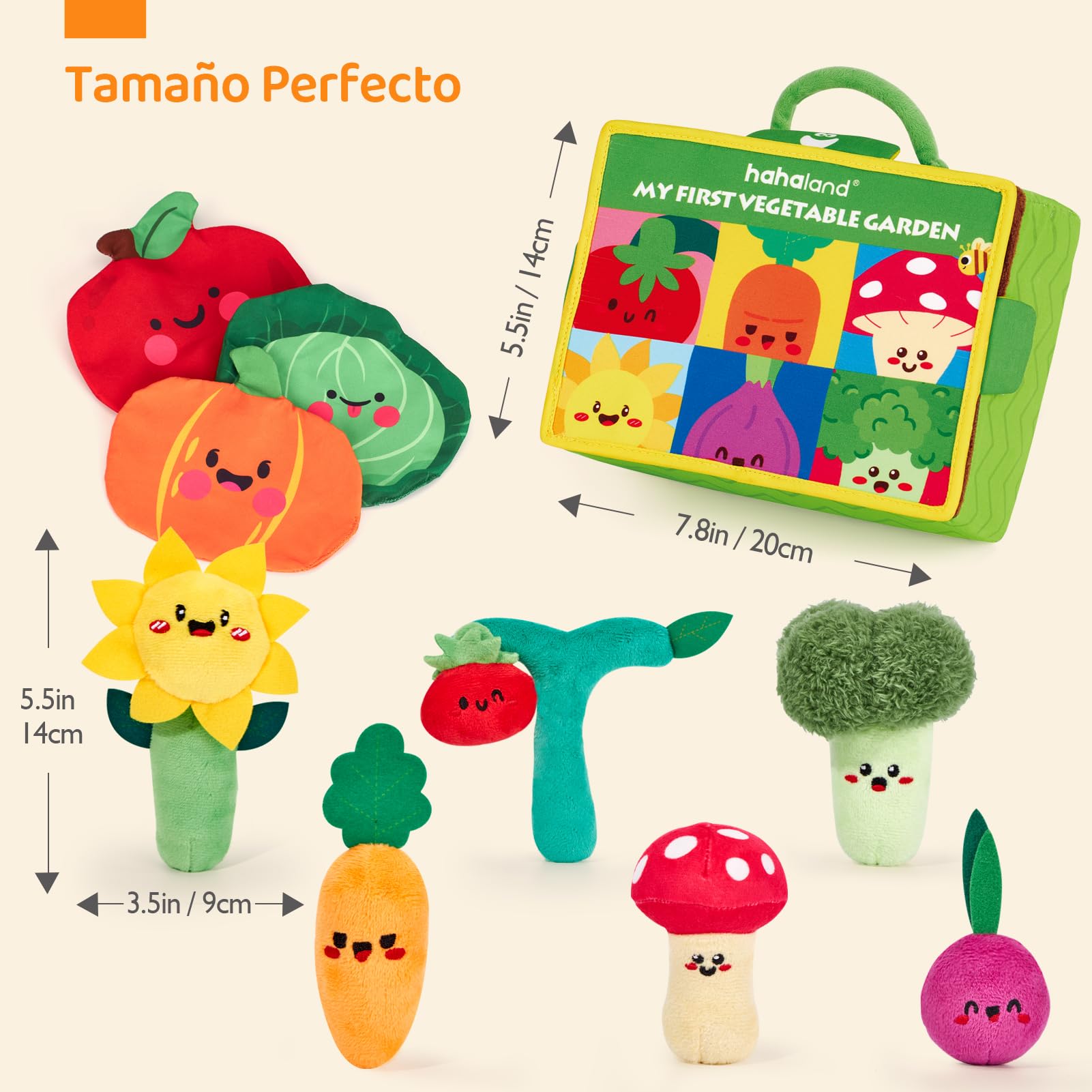 hahaland Juguetes Montessori 1 año - Peluche Sensorial Interactivo Juguetes Bebes 6-12 Meses, Maleta de Plantas Juguete Viaje Educativo Regalo 1 2 años