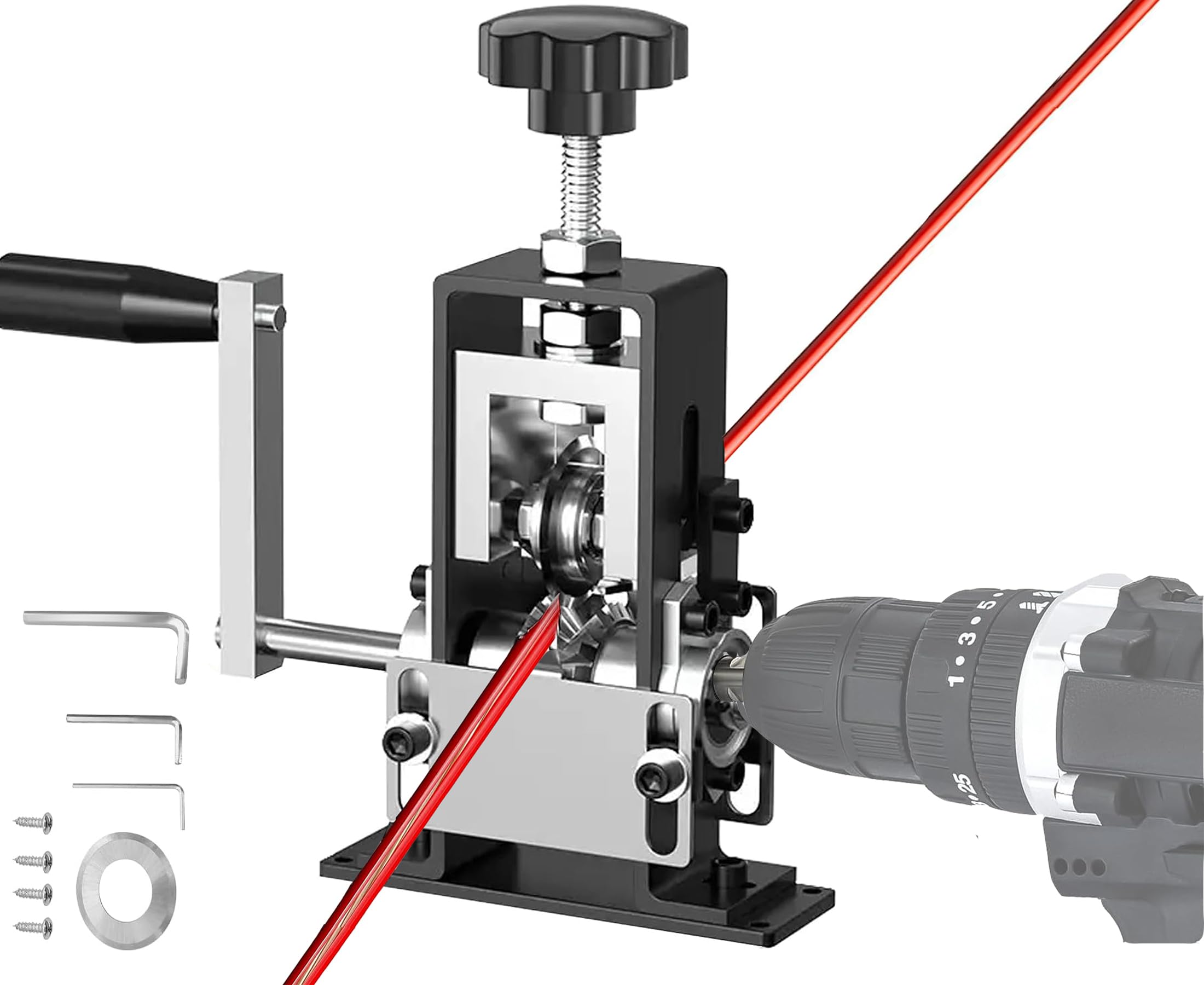 MIUPWULA Manual Wire Stripping Machine Gauge Wire 0.06-1 inches,Scrapping Copper Wire Peeler Machine,Drill Powered Hand Crank Wire Stripper Tool for