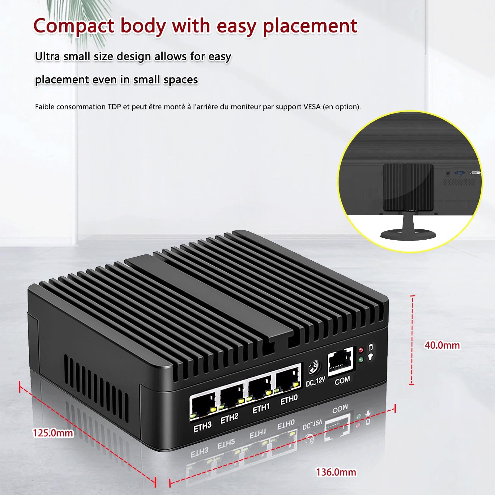 Lüfterloser Firewall Appliance Celeron 6305 Barebone-Mini-PC, 4 x i226-V-LAN-Ports, Netzwerk-Gateway-Softrouter, unterstützt OPNsense P-F-Sense AES NI HD/DP