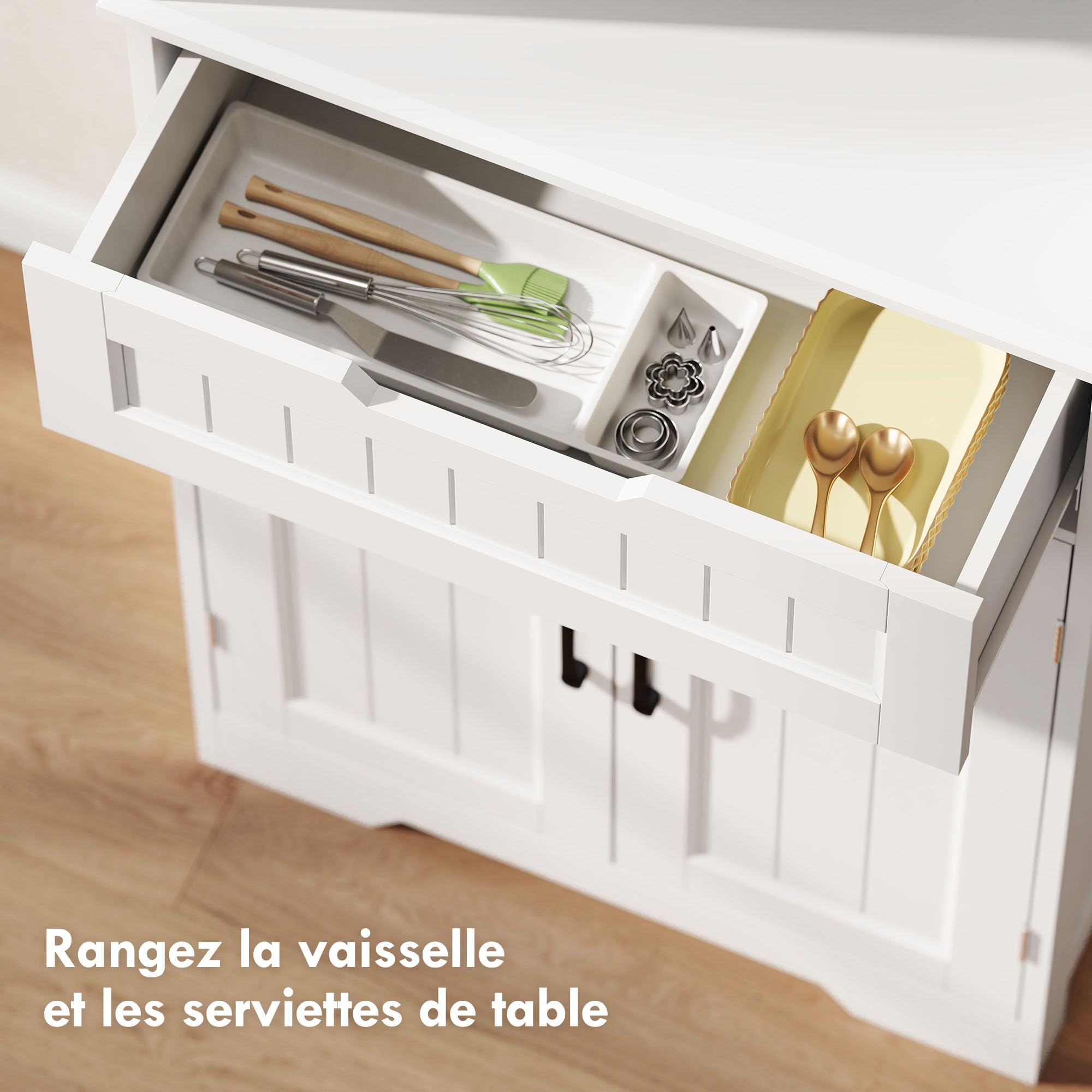 HOMCOM Buffet Haut Cuisine Armoire de Cuisine, 60 x 30 x 172 cm, Blanc | Vaisselier, 4 Portes, Tiroir, Compartiment Ouvert, Étagères Réglables, Meuble Rangement Salon, Salle à Manger