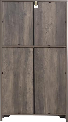 Miniatura 7 de Quimoo Armario de almacenamiento grande, armario de baño con 4 puertas y 2 estantes ajustables, armario, armario de piso de baño para baño, oficina