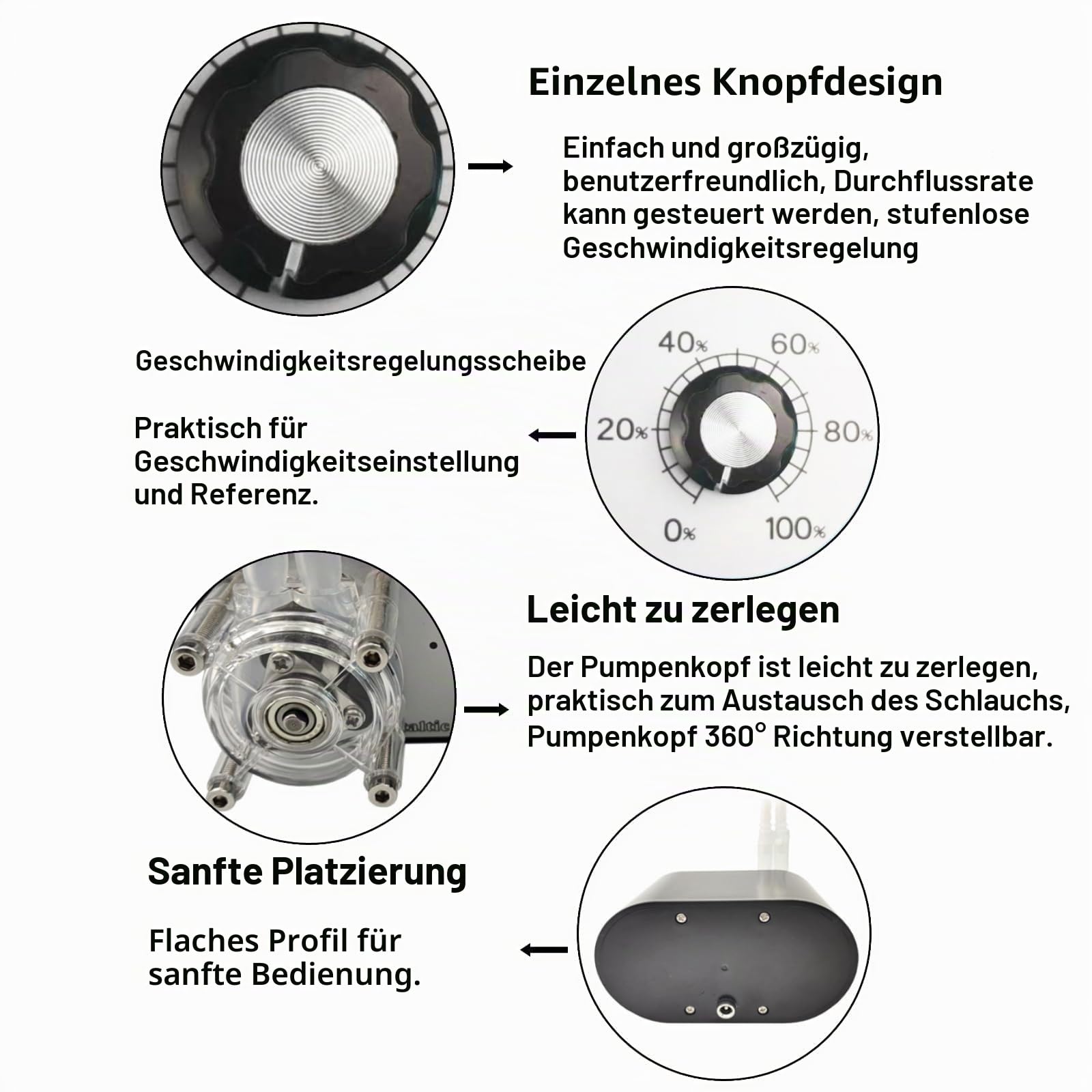 Peristaltikpumpe 114-500Ml/Min AC 100-240V Micro Schlauchpumpe Laboratory Peristaltikpumpe Hochfließende Peristaltikpumpe mit Einem Kopf(EU Plug)