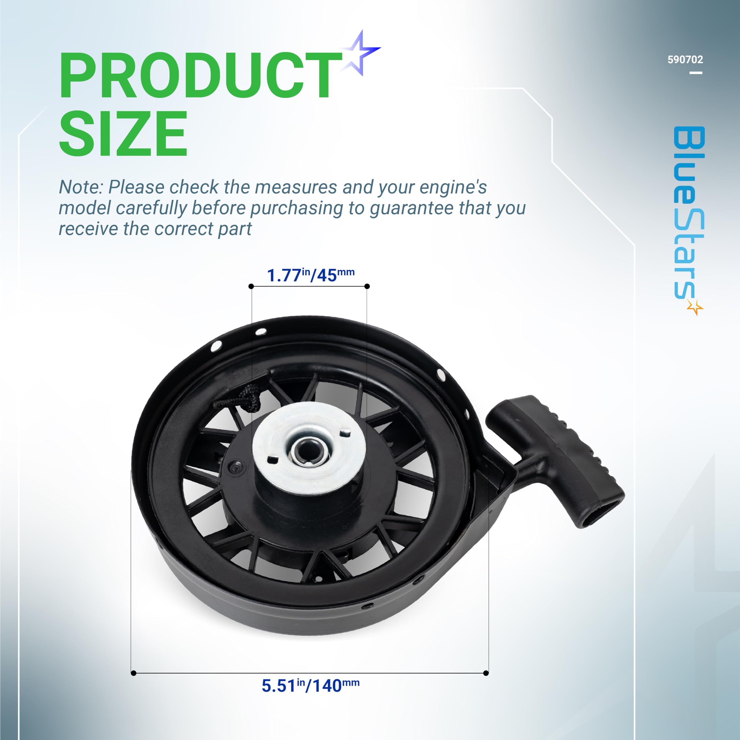BlueStars 590739 Arrancador de retroceso para Tecumseh 590702 590637 590646 590621 590737 590785 Pull Start LV195EA LEV120 LEV80 LEV115 LEV100 LEV1500 AV6000. Cortacésped Lawn Boy Toro 20016 20017