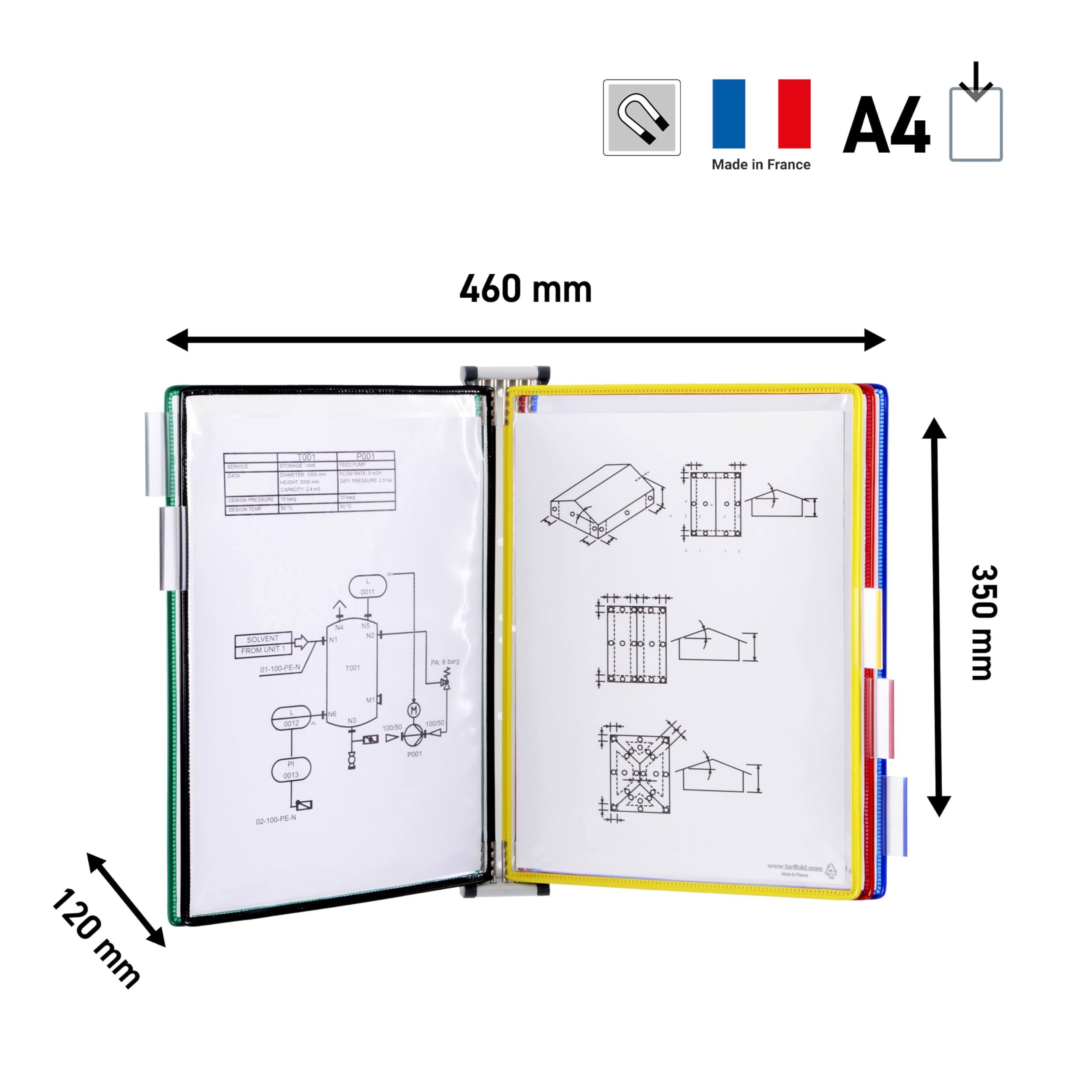 System ścienny z panelami informacyjnymi A4 magnetyczny z 5 panelami