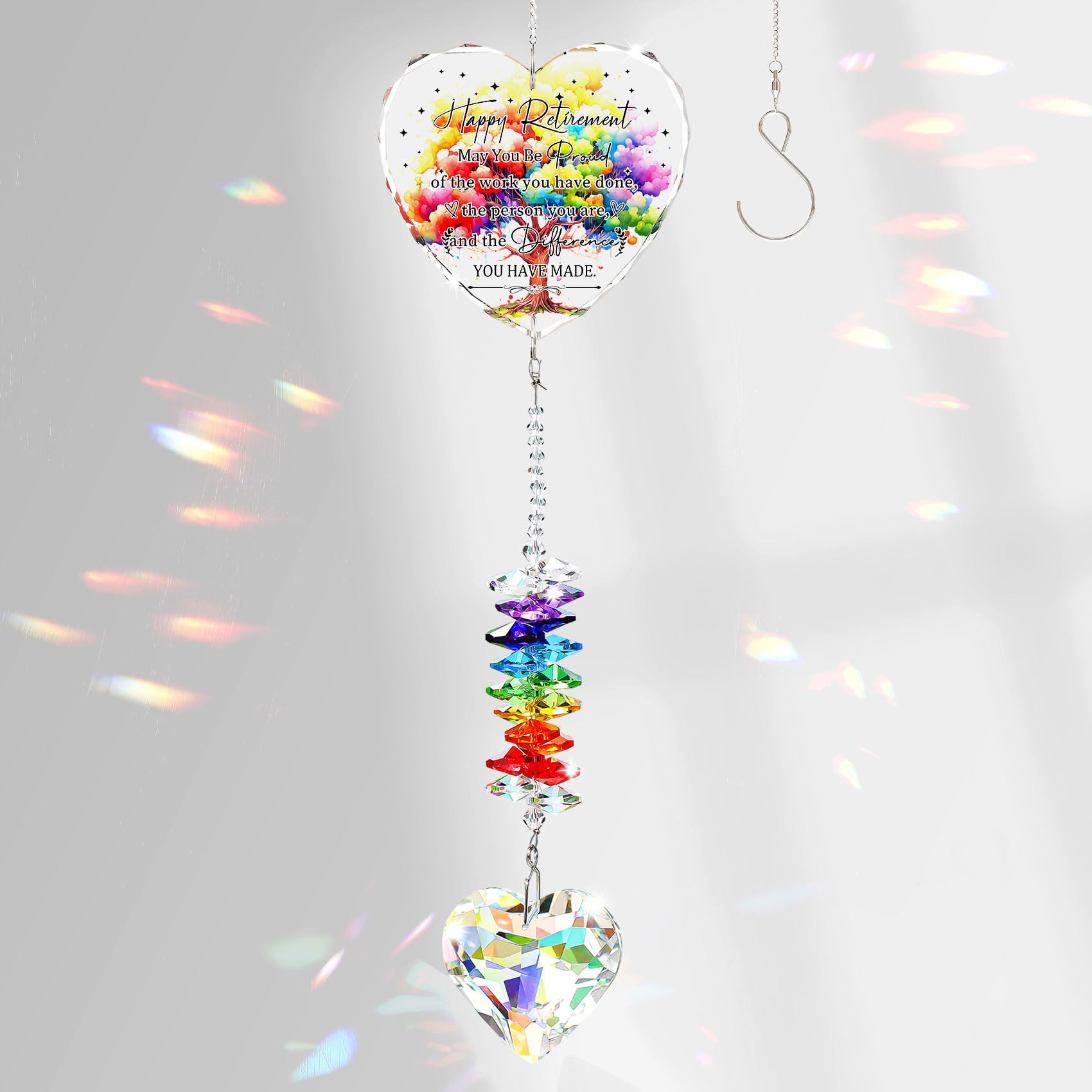 Cadeau de retraite en cristal pour elle, ornement suspendu arc-en-ciel