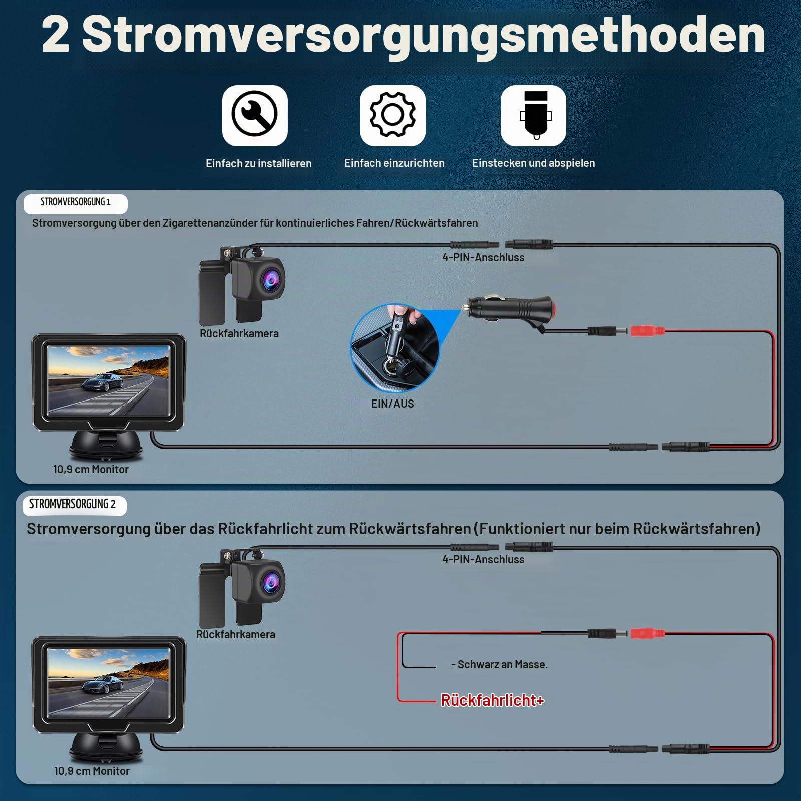 Vtopek Rückfahrkamera Auto Kit mit 4,3-Zoll 1080P HD Monitor Plug-Play