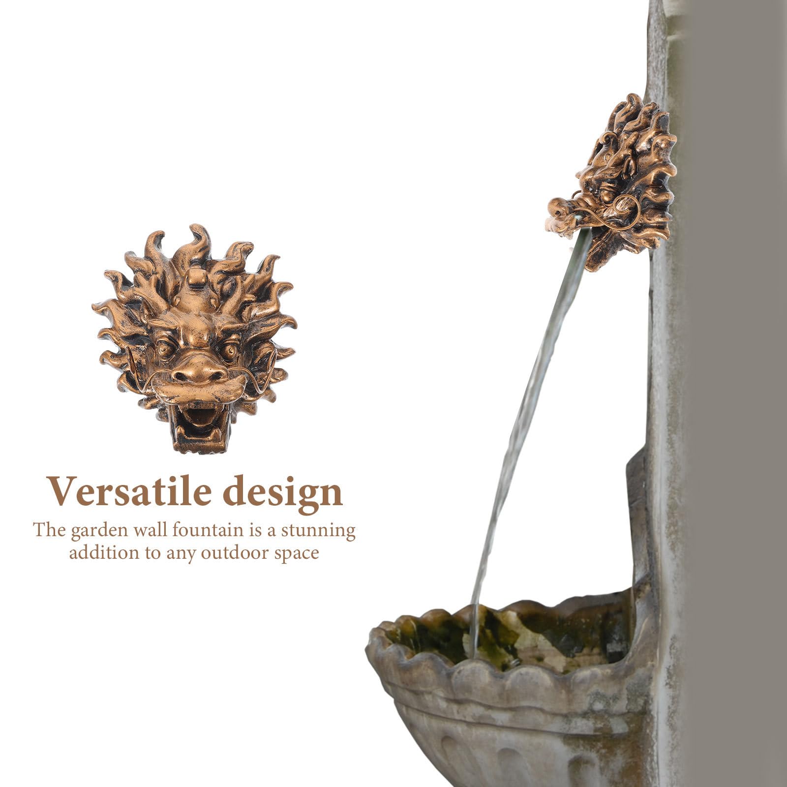 LALAFINA Rubinetto Fontana da Giardino Testa di Drago in Resina Design Elegante e Installazione Facile per Parete Villa e Giardino Decorazione Esterno