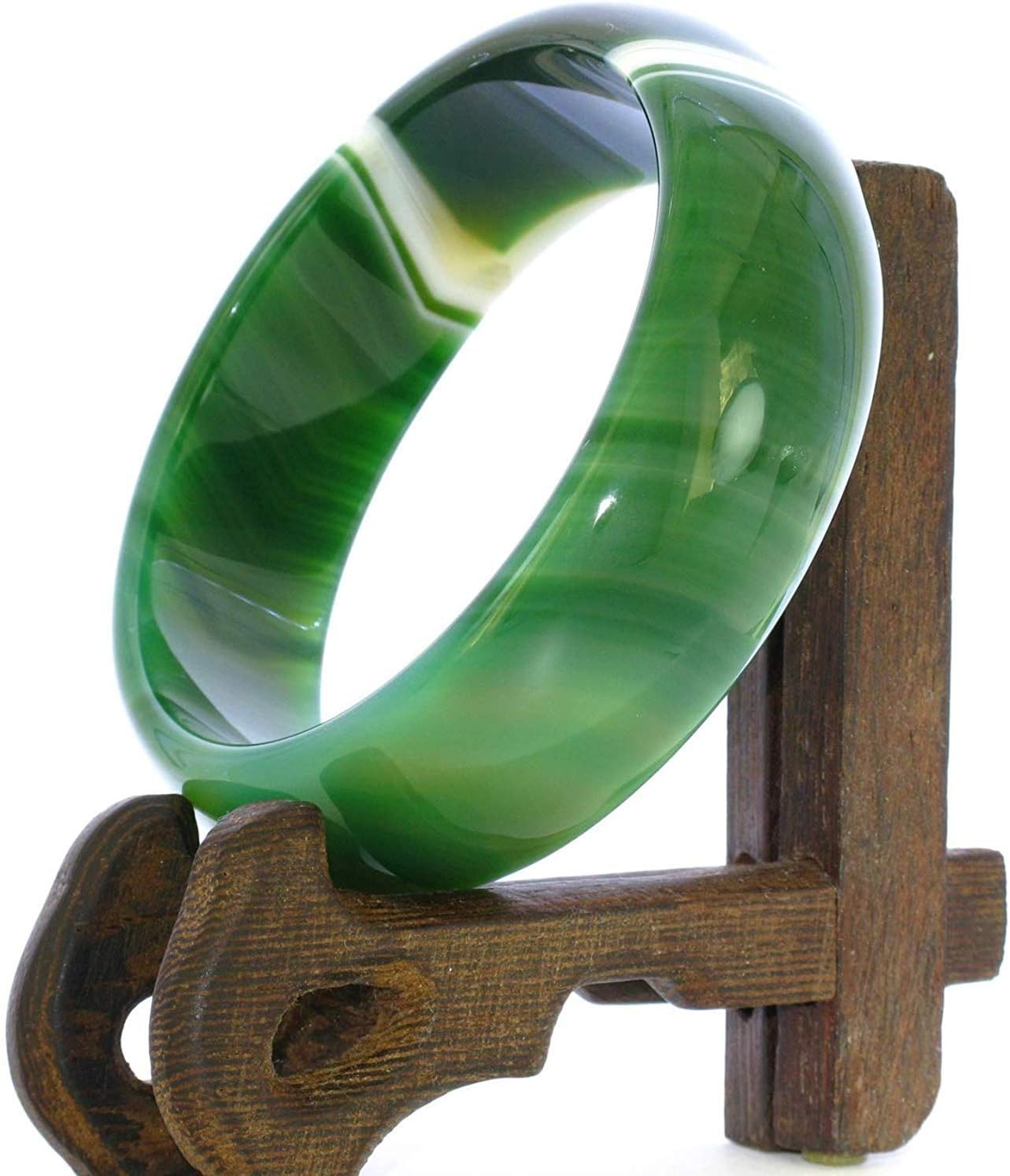 2.4" China Certified Nature Green Chalcedony Jade Women's Bangle Bracelets 6421