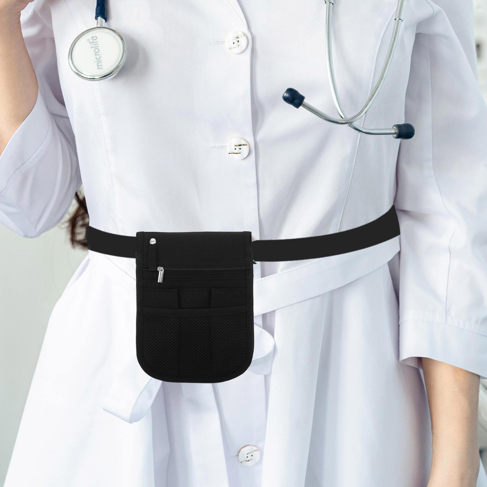 MAGICLULU Marsupio Infermiera Nero Oxford Tracolla Regolabile e Scomparti Multipli per Organizzare Strumenti Medici e Accessori Pratico per Infermieri