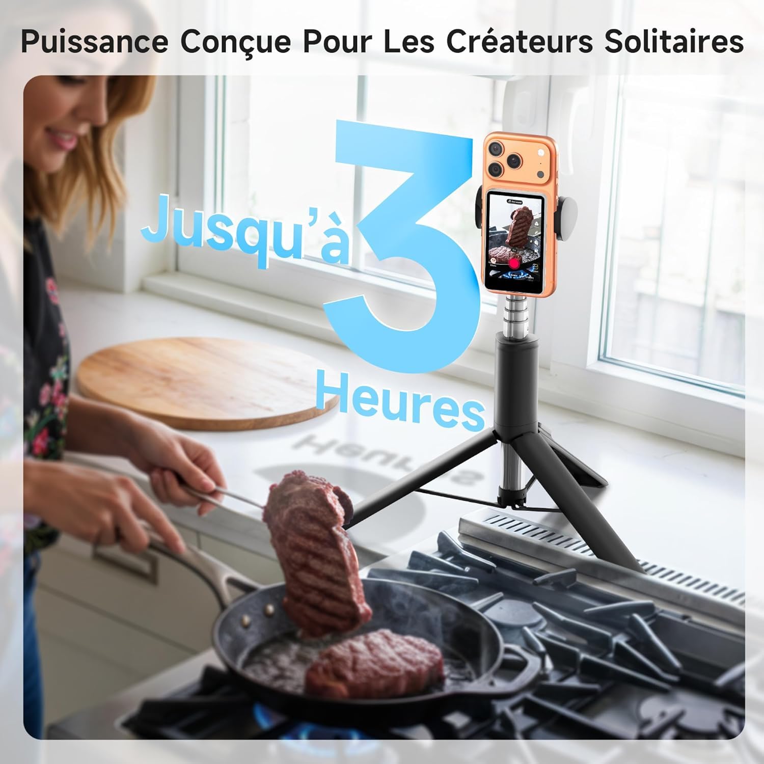 SYNCO XView Monitor Selfie Vlog pour iPhone 7-17 - Écran Selfie Magnétique sans Fil 1080p pour Vlog, Utilise Caméra Arrière, 50m, 3h, Haut-Parleur pour Live Youtube/TikTok (Blanc)