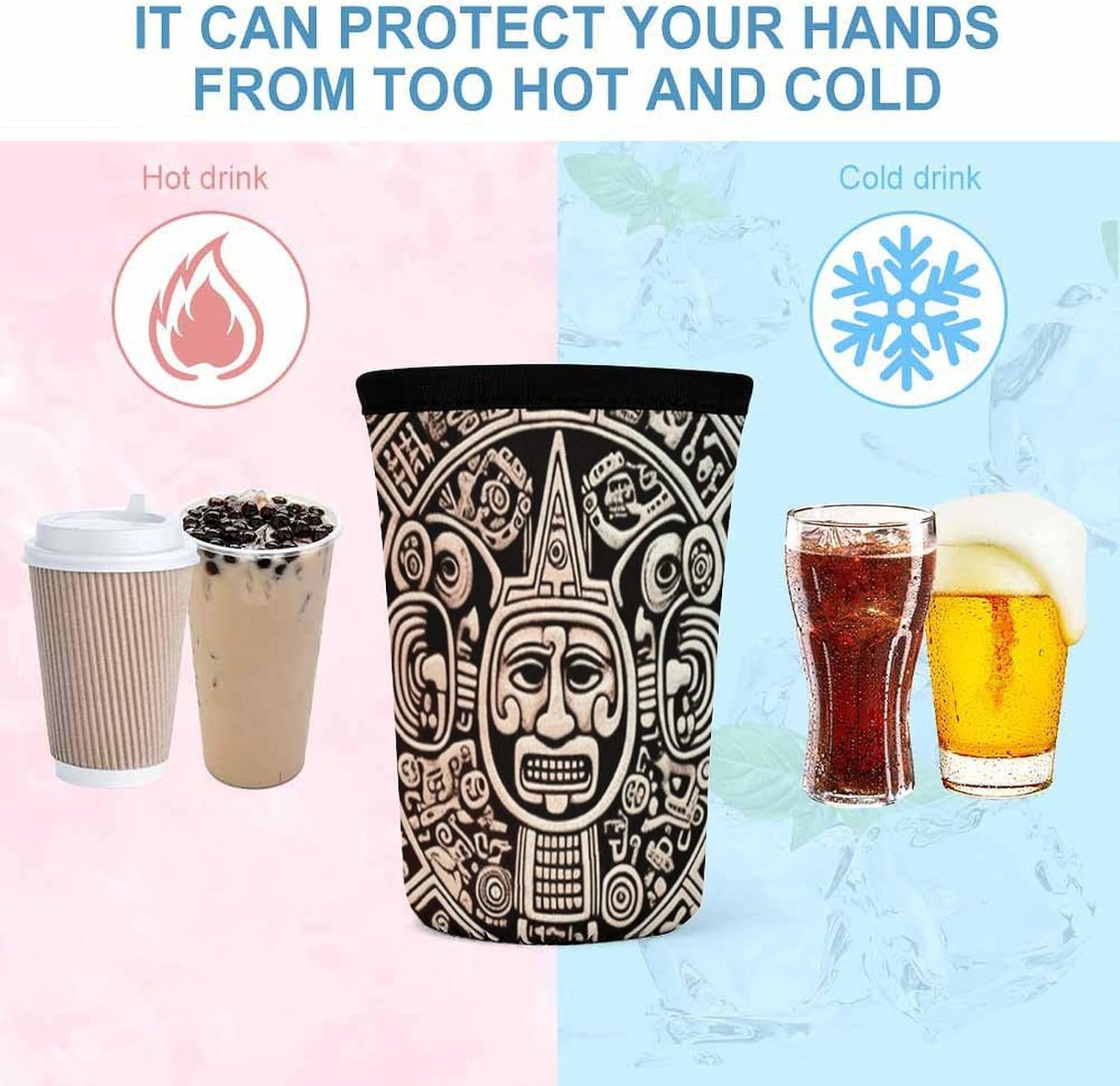 3 Pack Neoprene Cup Sleeves, Stretchy Reusable Drink Cup Cover Universal