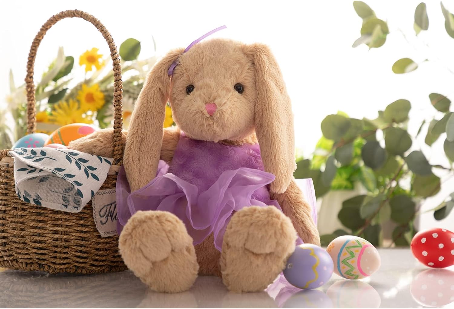 HollyHOME Ballet Bunny Stuffed Animal Plush Rabbit in Gauzy Dress Cute Easter Bunny Doll for Kids 21 inch Purple