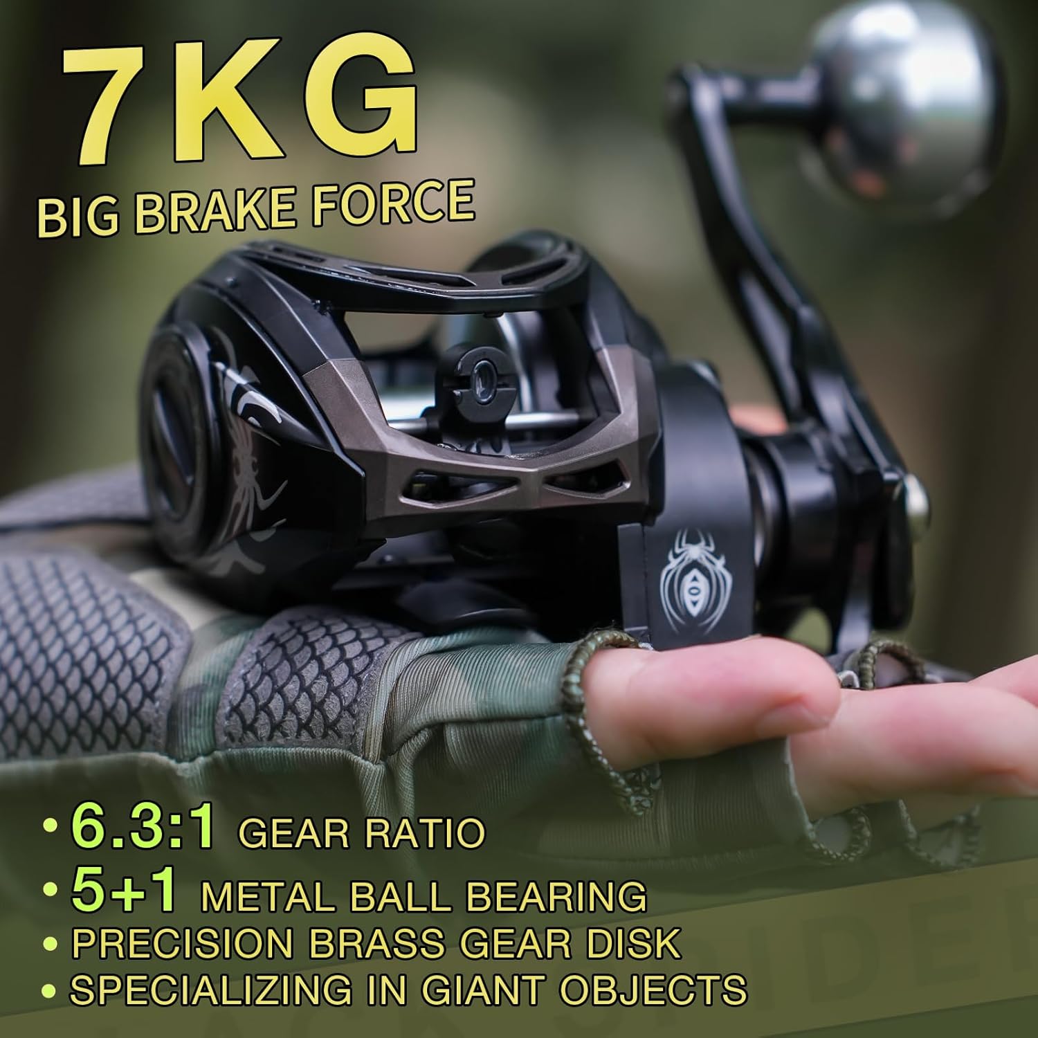 HAUT TON Scorpion King Baitcaster Fishing Reel,300 Series,Magnesium Alloy Frame Baitcasting Reel,10+1BB,7.2:1,35Lbs Drag Power,Saltwarer&Freshwater for Inshore&Offshore Fish