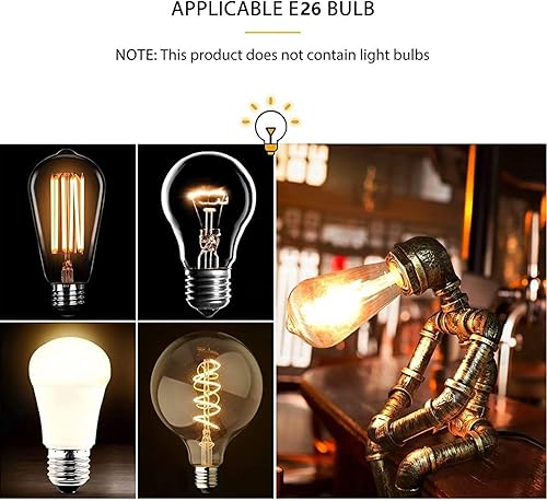 Miniatura 5 de Lámpara de mesa Steampunk, lámpara de mesa de robot industrial vintage, lámpara de mesa de tubería de agua, lámpara de tubo punk de vapor, luz de